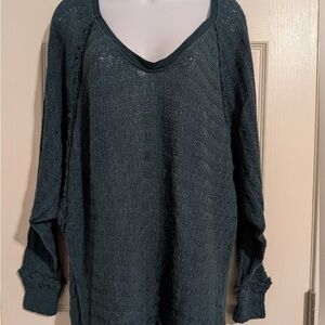 Free People Dark Teal Green Knit Sweatshirt